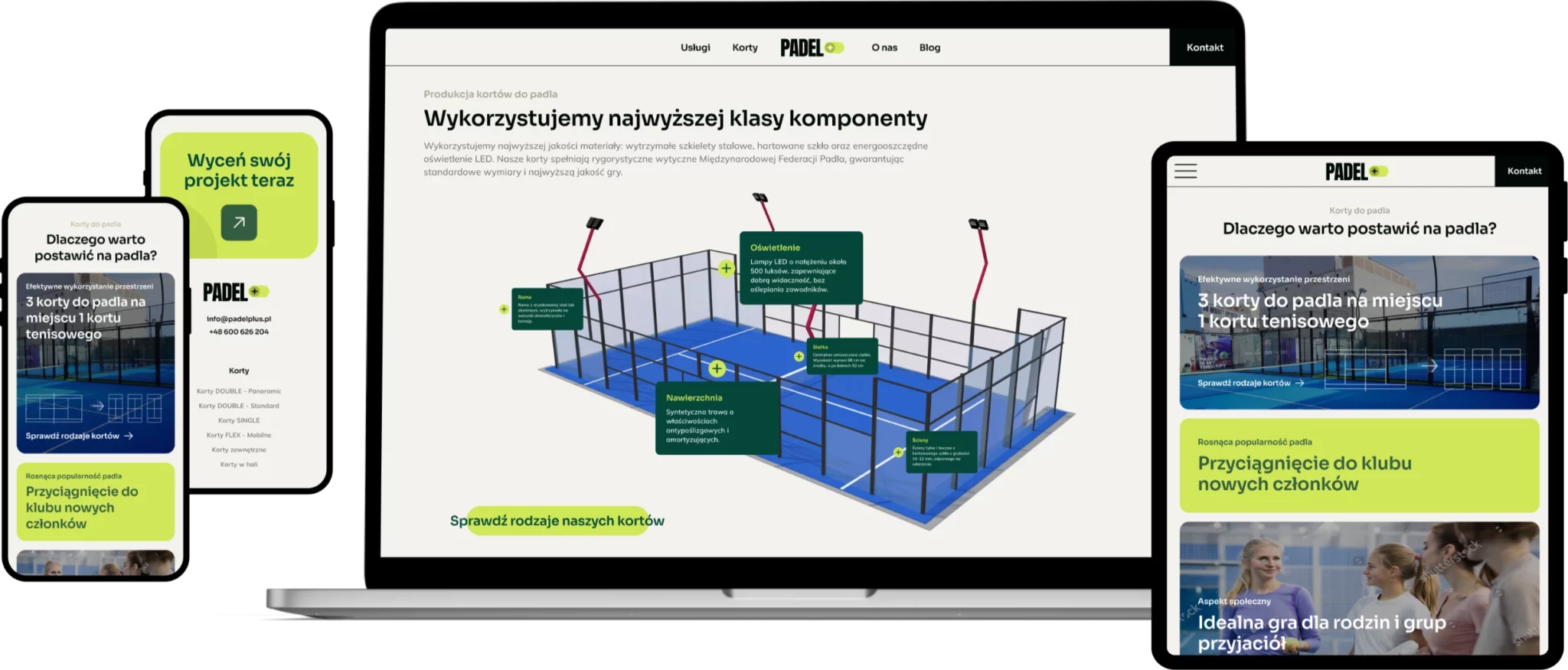 projekt strony www dla producenta kortów