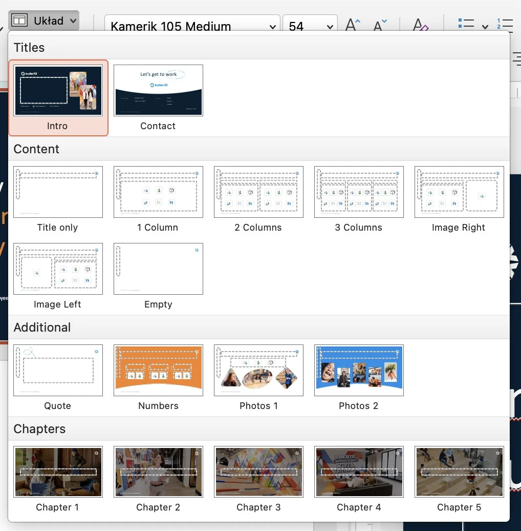 układy slajdów PowerPoint