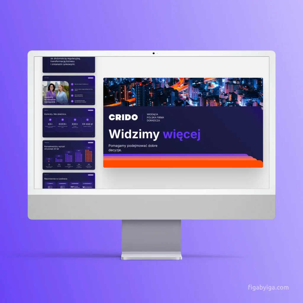 Szablon PowerPoint Crido na ekranie komputera