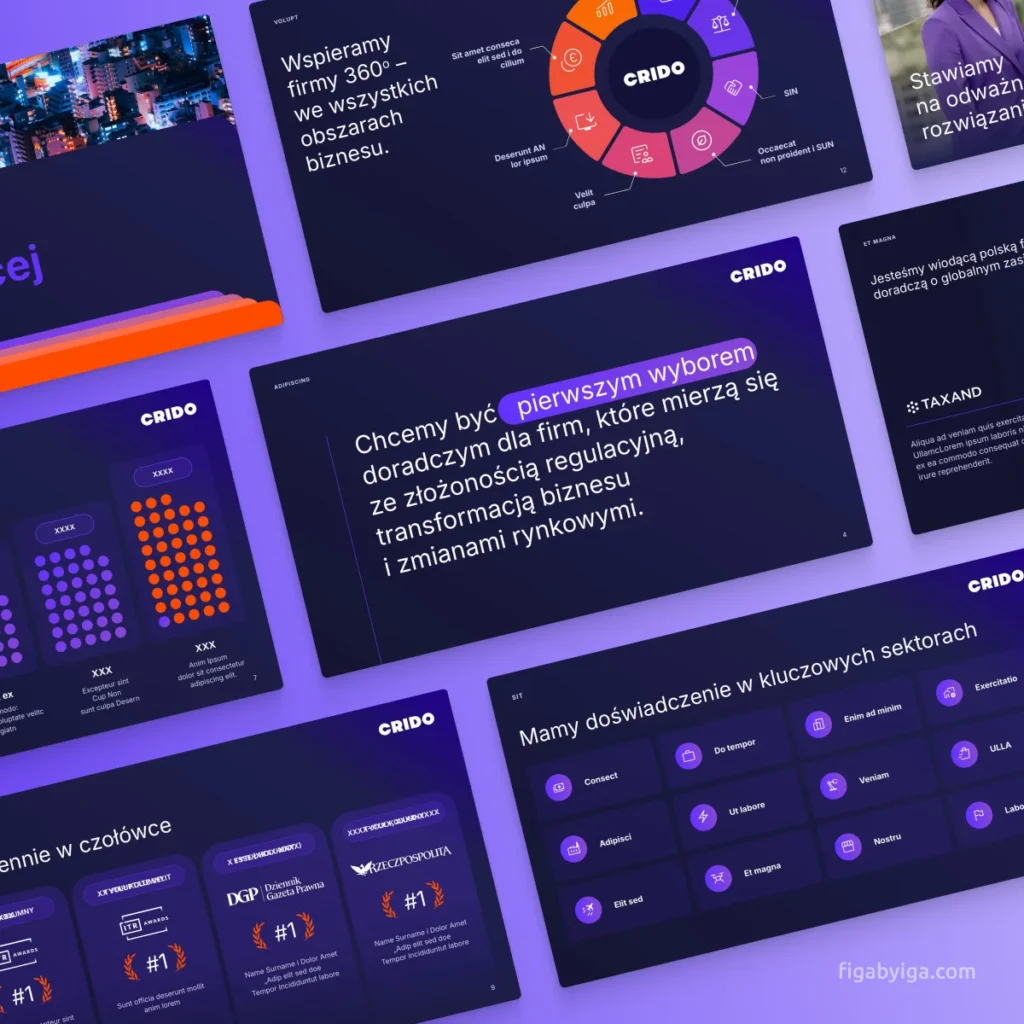 Wybrane slajdy szablonu PowerPoint Crido