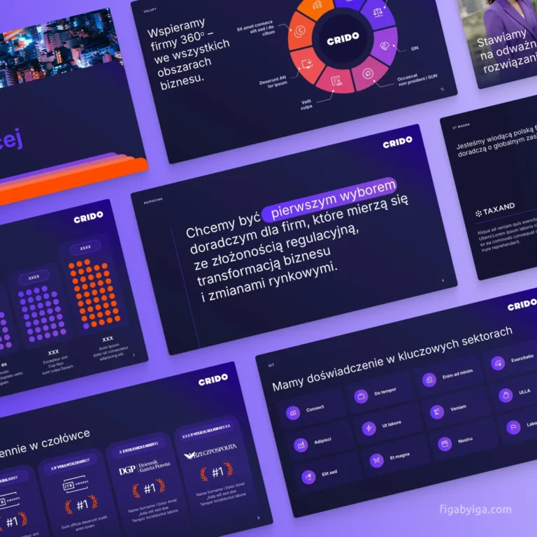Wybrane slajdy szablonu PowerPoint Crido